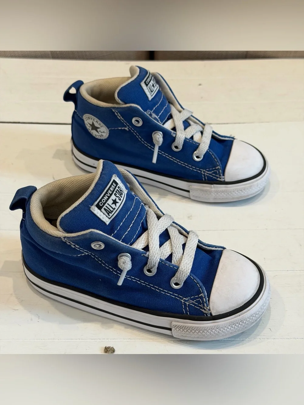 Converse Toddler Street Mid Top Sneakers in Bright Blue, Canvas upper Kids 9
